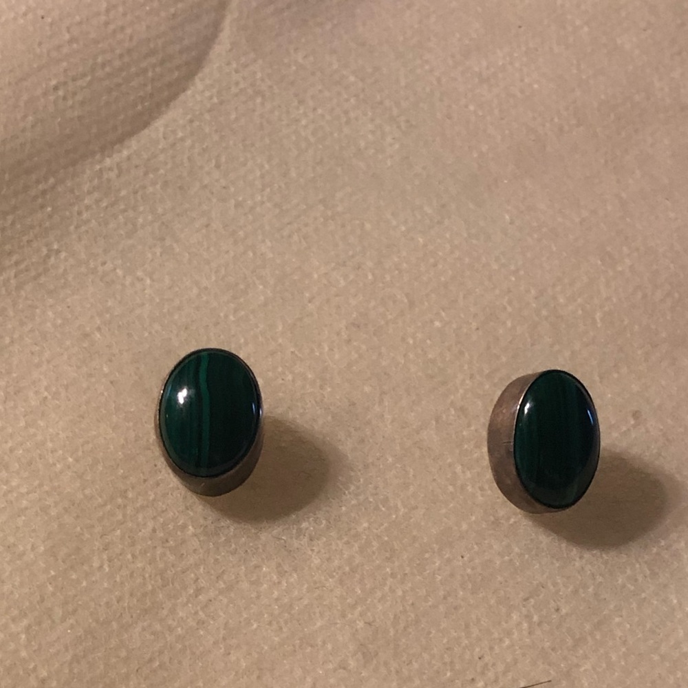 Green Sterling Silver Earrings